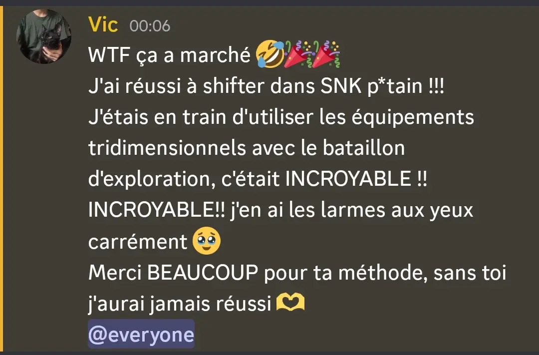 Témoignage de Vic — shift dans L'Attaque des Titans